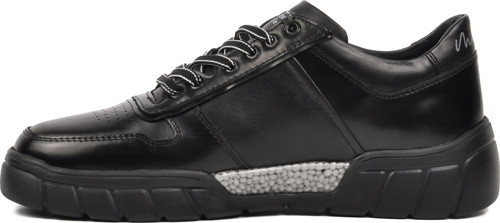 417-47141 Siyah Hakiki Deri Kadın Sneaker