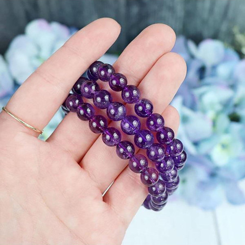Ametist Doğal Taş Bileklik 8Mm Küre