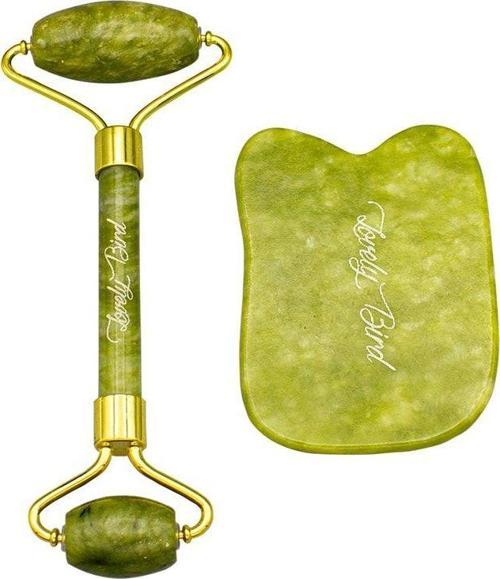 Jade Roller Ve Gua Sha %100 Orijinal Yeşim Taşı Yüz Masaj Rulosu