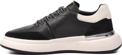 417-47117 Siyah-Beyaz Hakiki Deri Erkek Sneaker