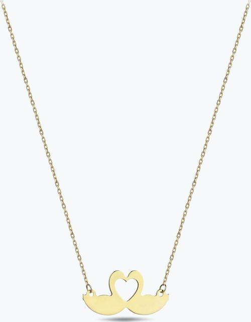 Altın Kalp Kuğu Kolye