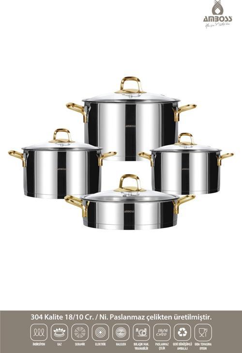 Dıamond Altın 8 Parça Set Cam Kapak