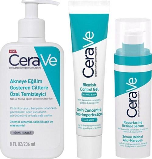 Akneye Eğilim Gösteren Ciltler Için Temizleyici 236ml Yüz Bakım Jeli 40ml Retinol Serum 30ml