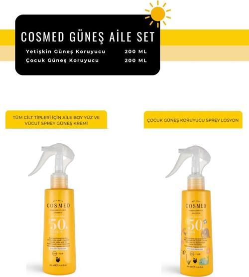Aile Güneş Bakım Set | Cosmed Yetişkin & Çocuk Orijinal Boy Güneş Koruyucu Set