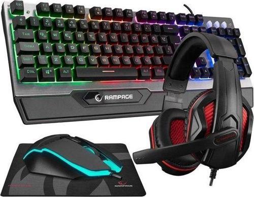 KM-26 Steely Gri Usb Gaming Ledli Klavye Q Multimedia +Kulaklık+Mouse+Mousepad