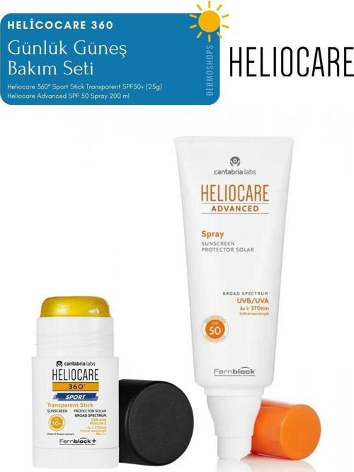 360 Stick 25 gr. | Heliocare Advanced SPF 50 Spray 200 ml Günlük KULLANIM AVANTAJ PAKET
