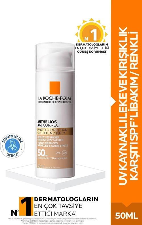 Anthelios Age Correct Spf50+ Leke ve Kırışıklık Karşıtı Renkli Yüz Güneş Kremi 50 ml