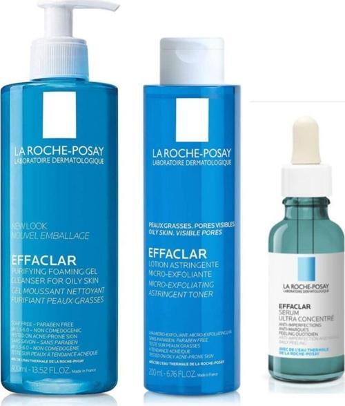 Effaclar Leke Karşıtı Peeling Etkili Serum 40 ml  Temizleme Jeli 400 ml ve Tonik 200 ml