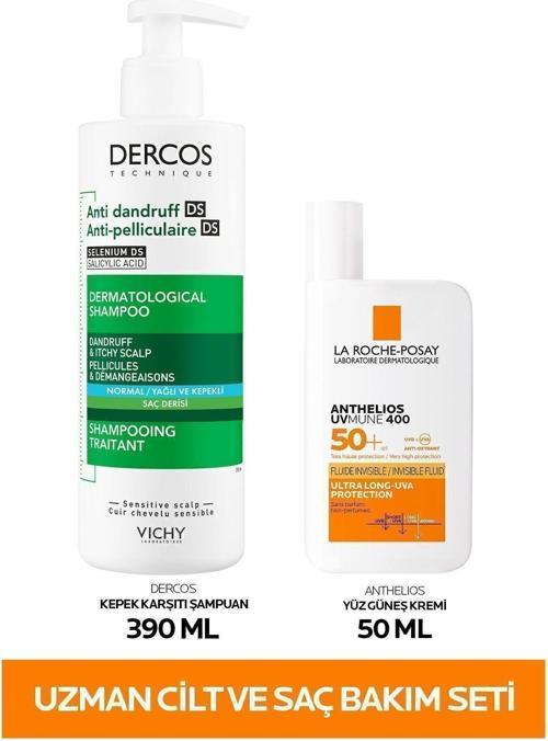 Uzman Cilt Ve Saç Bakım Seti: Anthelios Yüz Güneş Kremi 50 Ml & Dercos Kepek Karşıtı Şampuan 390 Ml