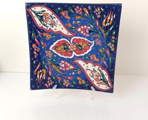 Tabak Çini Tabak Lale Desen Duvar Masa Süsü Biblo Dekor 