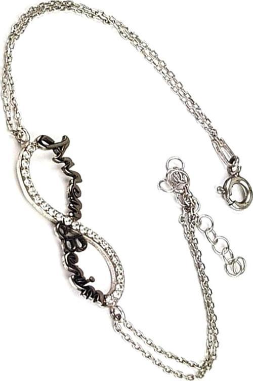 ' Annem Benim ' Yazılı Sonsuzluk Figürlü Gümüş Bileklik