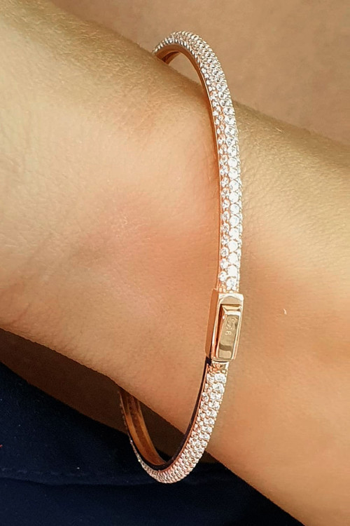 Altın İşçiliği 925Ayar Gümüş Üzerine Rose Altın Kaplama Bilezik