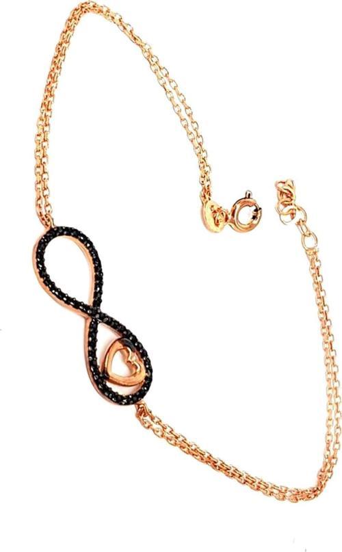 Onilks Taşlı Gümüş Sonsuzluk Ve Kalp Figürlü Bileklik