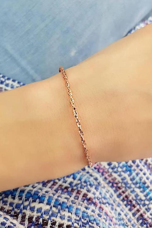 İtalyan Tasarımı Gümüş Rose Burgu Bileklik