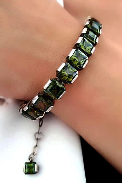 İtalyan Tasarımı Zirkon Taşlı Lüks Gümüş Bileklik