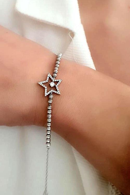 Yıldız Figürlü Gümüş Dorika Bileklik