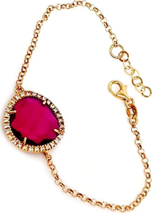Zirkon Taşlı   925 Ayar Gümüş Rose Bileklik