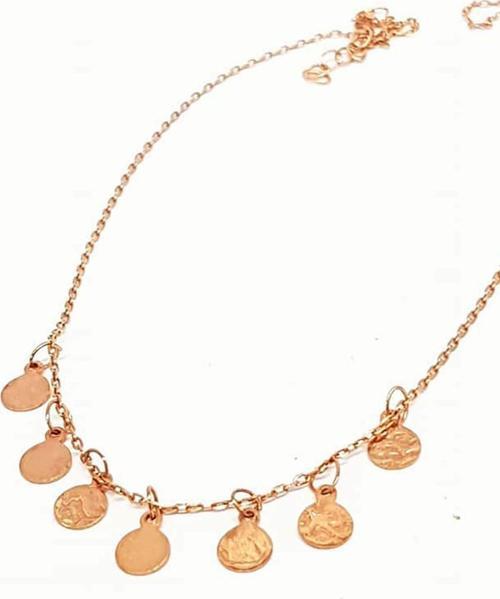 Gümüş Üzerine Rose Altın Kaplamalı Pullu Kolye