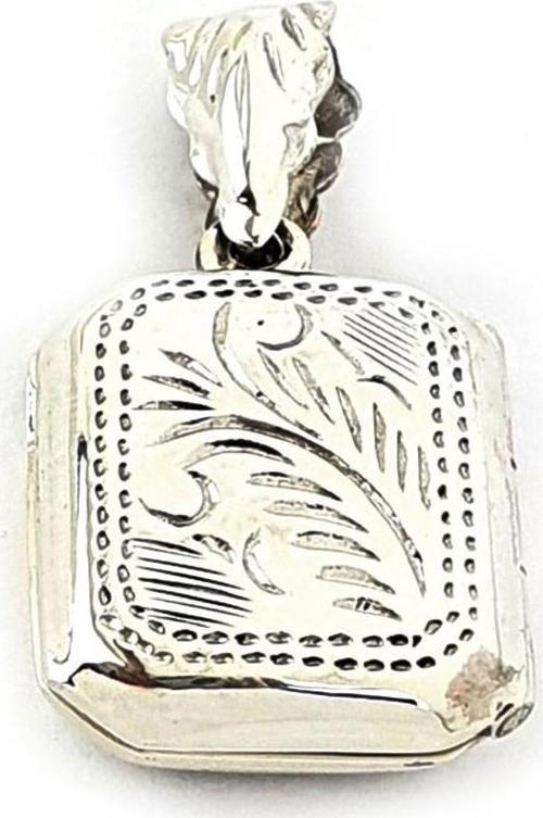 925 Ayar Gümüş Kapaklı Dikdörtgen Kolye Ucu