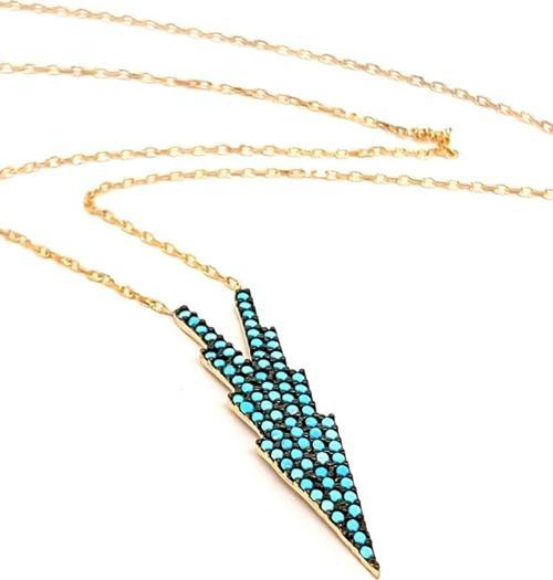 Turkuaz Taşlı Gümüş Bayan Kolye