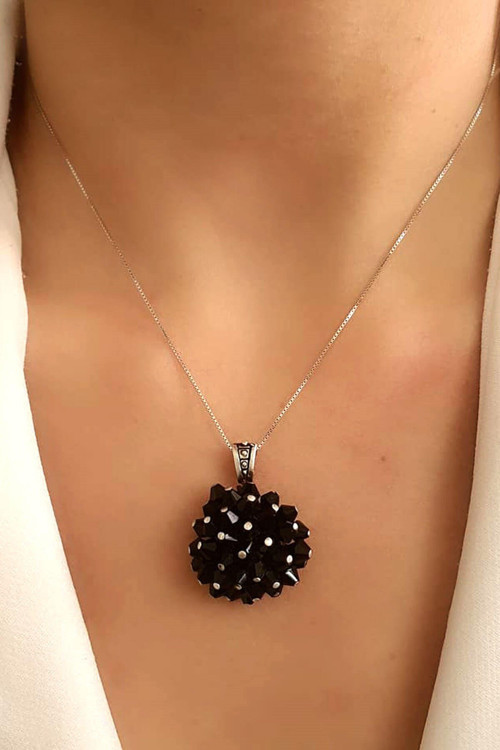 Swarovski Taşlı Tasarım Gümüş Kolye