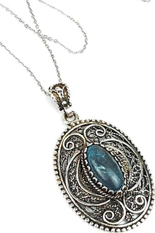 Tasarım El İşi Lapis Taşlı Gümüş Kolye