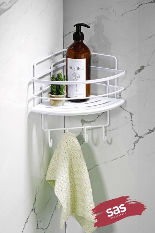 Yapışkanlı Ömür Boyu Paslanmaz Kristal Ayarlanabilir Raf Banyo Düzenleyici Şampuanlık LK-01 BBBK
