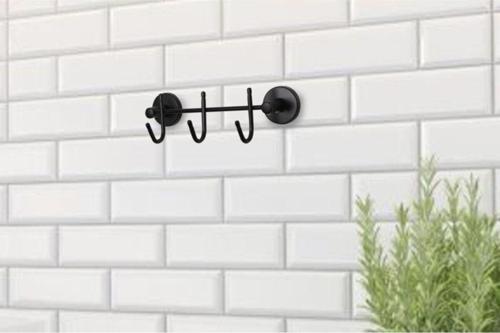 Siyah 3'lü Sıra Askı Wc Askı Banyo Mutfak Düzenleyici Askısı