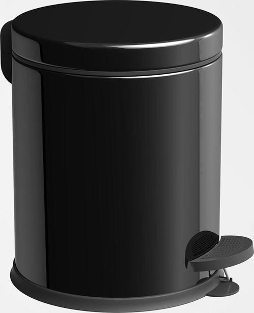 Banyo Tuvalet Balkon Mutfak, Siyah Renkli Pedallı Metal Çöp Kovası 5 Litre 