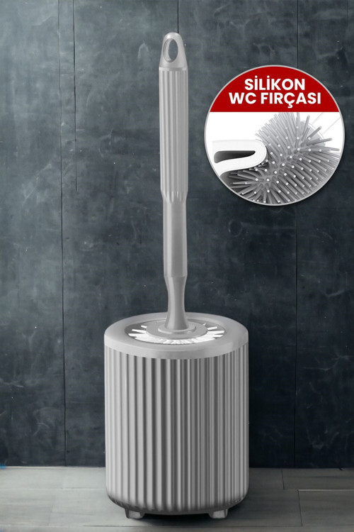 Silikon Tuvalet Fırçası Pratik Silikon Wc Klozet Fırçası Gri 3025