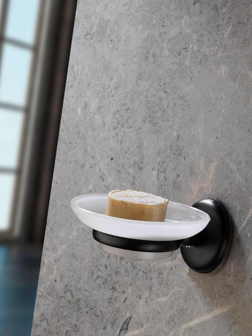 Yapışkanlı Hazneli Katı Sabunluk Siyah  S-105                                                    KAS