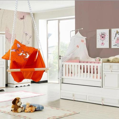Ahşap Bebek Çocuk Salıncak Turuncu