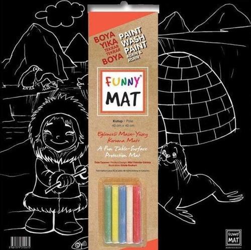 Funny Mat Kutup Tebeşirli Siyah 40x40 cm