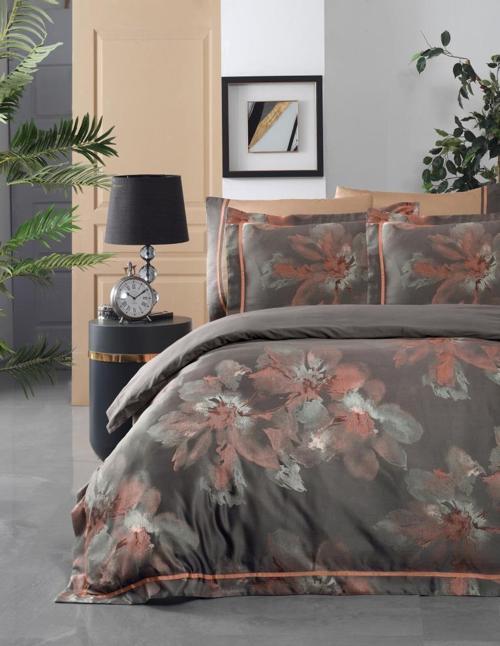 Atlas Jakarlı Nevresim Takımı King Size , .Bakır