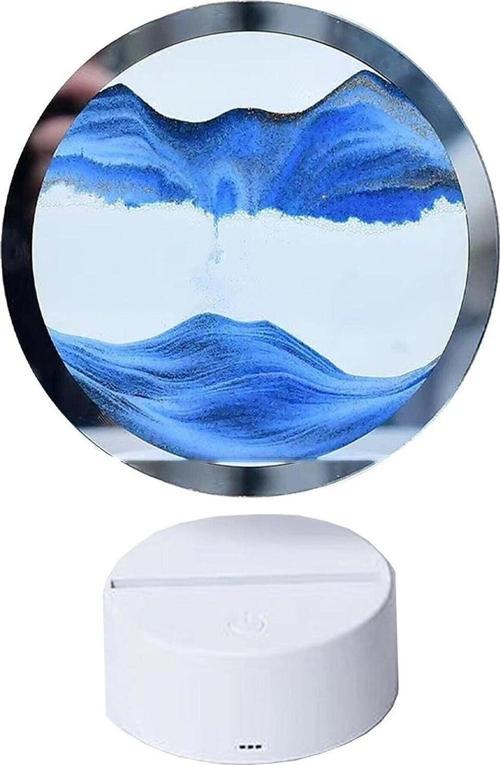 Mavi Renk 3d Led Işıklı Kum Saati Gece Lambası Dekor Süs Kum Sanatı Ev Ofis Dekorasyonu 1 adet