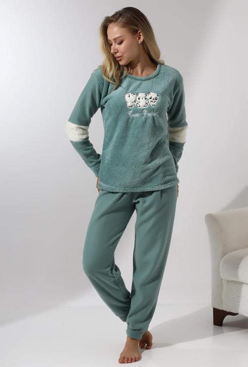 Fawn 5024 Peluş Welsoft Polar Kışlık Yumoş Kadın Pijama Takımı