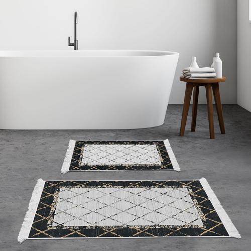 Kaymaz Taban Djt 2 Li Banyo Paspas Takımı Trend Saçaklı Modern M5129