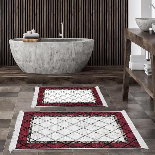 Kaymaz Taban Djt 2 Li Banyo Paspas Takımı Trend Saçaklı Modern M5129