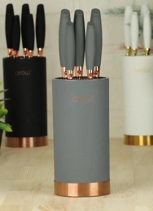 Standlı Lüx Bıçak Seti Gri TR-2655