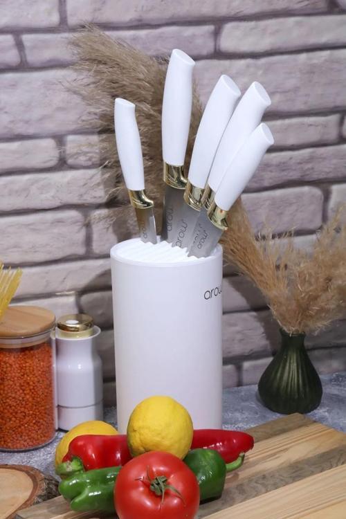 Standlı Lüx Bıçak Seti Beyaz TR-2657