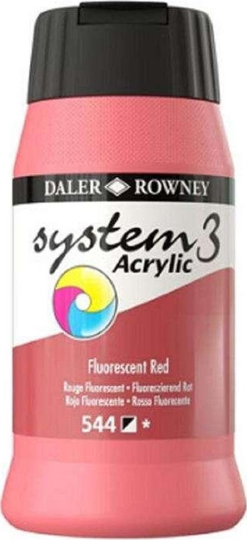 System3 Akrilik Boya 500 ml Fluorescent Red 544
