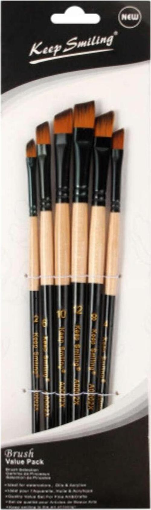 Sentetik Yan Kesik Uç Fırça Seti 6lı A0002X