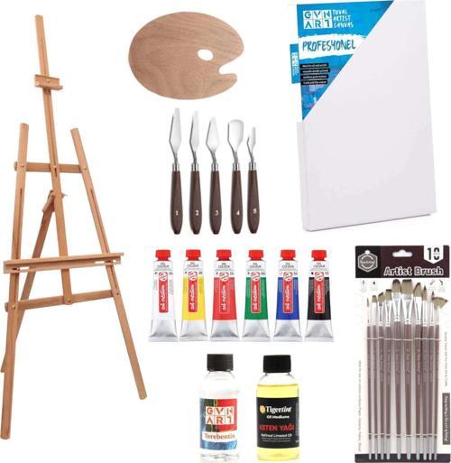 Art Creation 3 Ayak Şövaleli Yağlı Boya Seti 40 ml 6 Renk 26 Parça