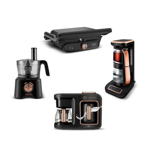 Gurme Luxury 2.0 Elektrikli Evlilik Paketi Tost, Kahve, Çay Makinesi ve Mutfak Robotu Black Copper