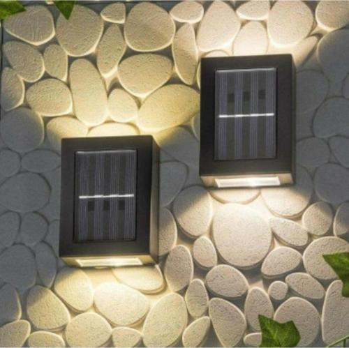 Yeni Model Solar Çift Taraflı Duvar Lambası Güneş Enerjili Aydınlatma Dekorasyon Aplik Işık (2 Adet)