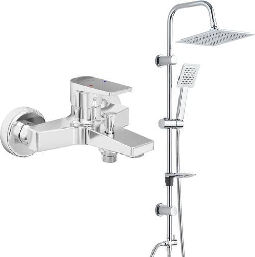 ECA Dalia Banyo Bataryası+T-MAY Banyo Çam Kare Tepe Duş Takımı Seti Paslanmaz Krom