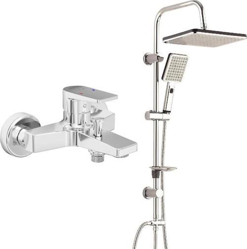 ECA Dalia Banyo Bataryası+T-MAY Banyo Sümbül Kare Tepe Duş Takımı Seti Krom Paslanmaz