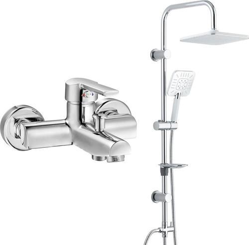 ECA Delta Banyo Bataryası+T-MAY Banyo Çamlıca Kare Tepe Duş Takımı Seti Paslanmaz Krom