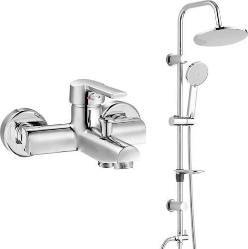 ECA Delta Banyo Bataryası+T-MAY Banyo Lidya Oval Tepe Duş Takımı Seti Paslanmaz Krom