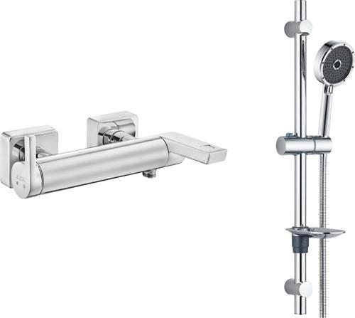 ECA İcon Banyo Bataryası + T-MAY Kağan Oval Borulu Hareketli Sürgülü Duş Seti Üst Takımı